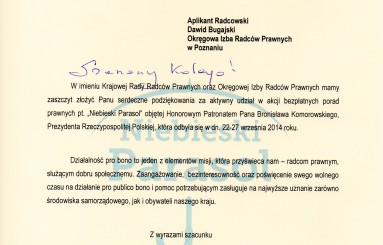 Udział w akcji bezpłatnych porad prawnych „Niebieski Parasol”