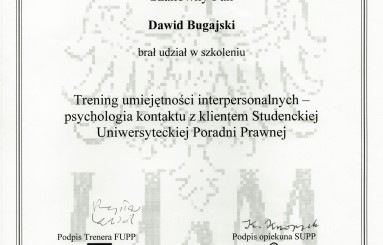 Studencka Uniwersytecka Poradnia Prawna – trening umiejętności interpersonalnych