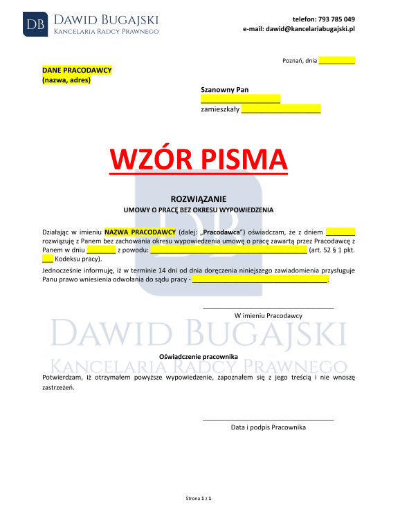 Rozwiązanie umowy o pracę bez wypowiedzenia w czasie zwolnienia